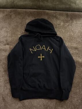 Noah Cheetah Black Core Logo Embroidered Hoodie (Medium) Streetwear Designer